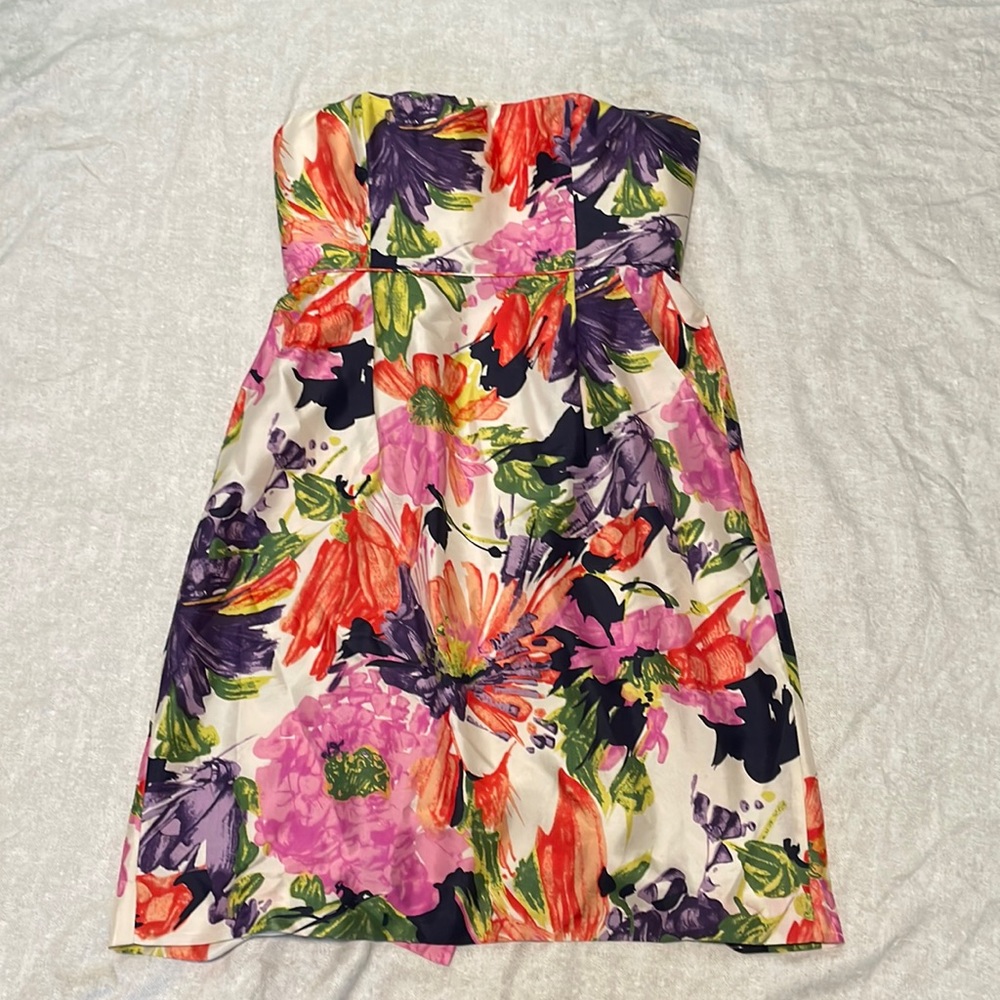 J. Crew Strapless Floral Dress - Multicolor